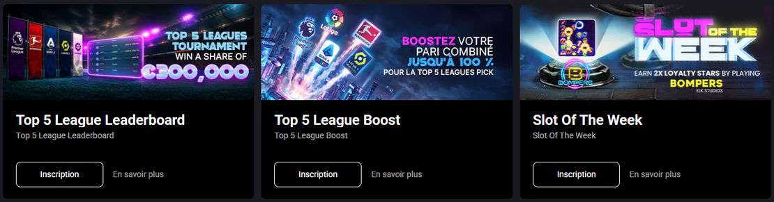 Promotions du casino MyStake avec Top 5 League Leaderboard, Top 5 League Boost et Slot of the Week